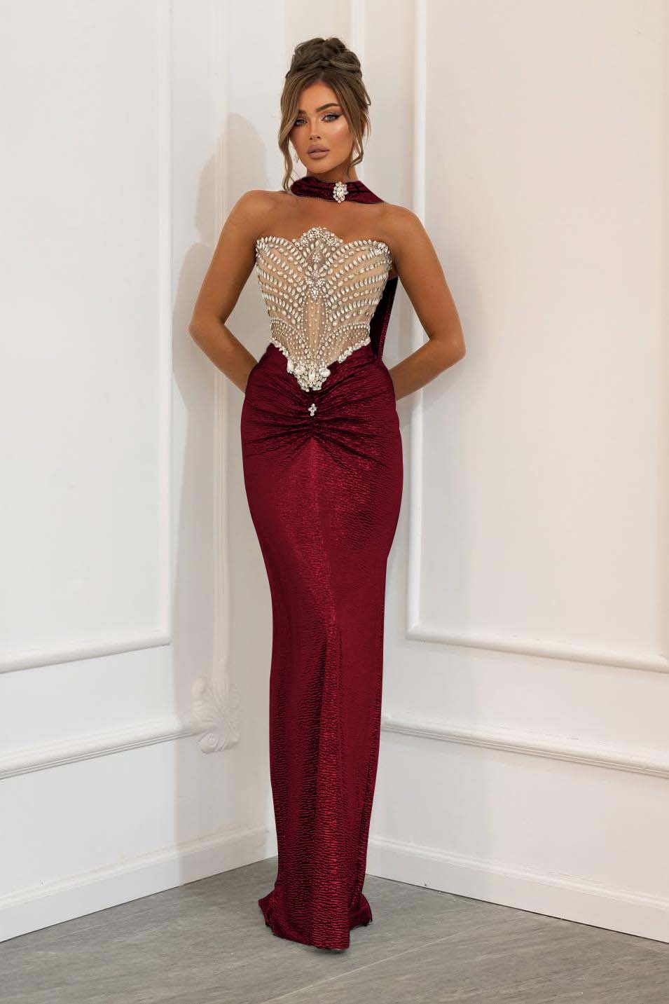 Strapless Sleeveless Long Mermaid Evening Formal Dress With Beading Pleated