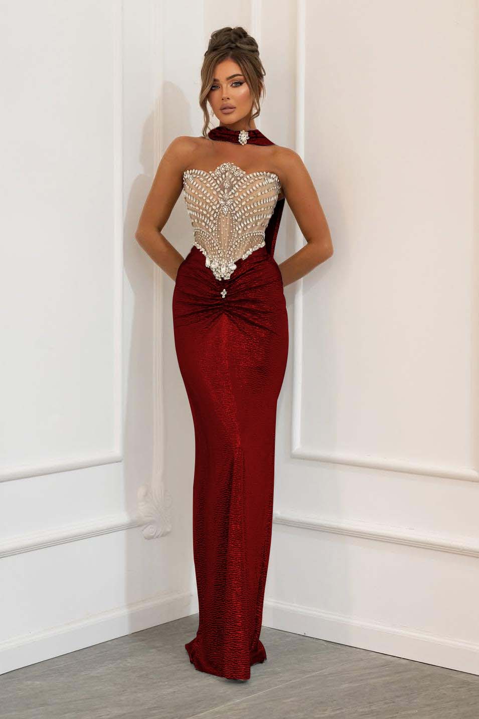 Strapless Sleeveless Long Mermaid Evening Formal Dress With Beading Pleated