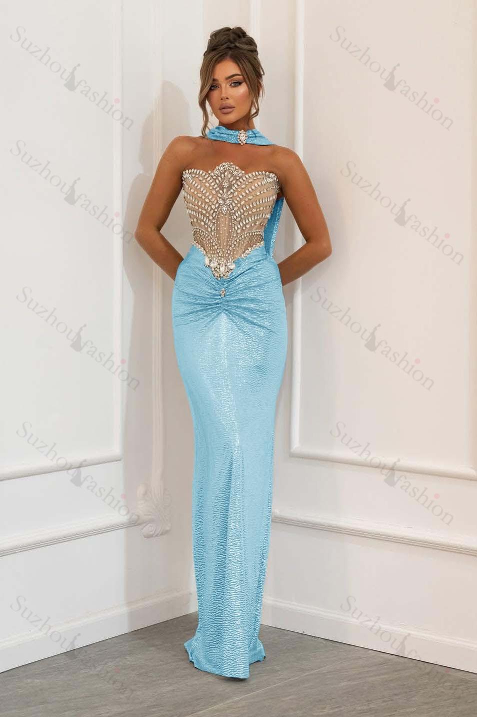 Strapless Sleeveless Long Mermaid Evening Formal Dress With Beading Pleated