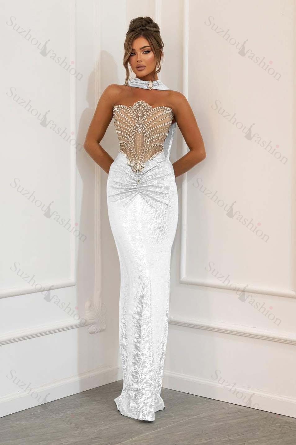 Strapless Sleeveless Long Mermaid Evening Formal Dress With Beading Pleated