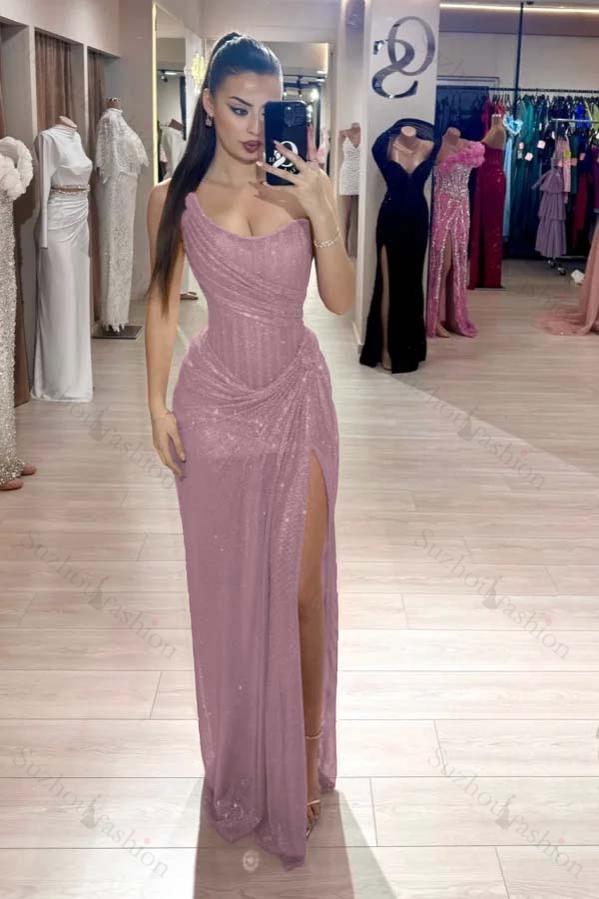Strapless Sleeveless Mermaid Long Evening Formal Dress With High Split