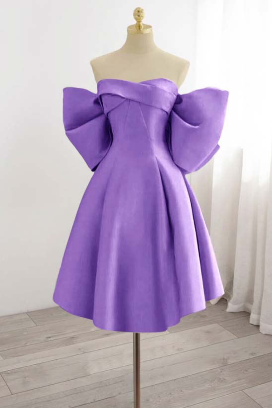 Strapless Sleeveless Short Homecoming Dress With Bowknot Pleated