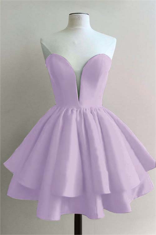 Strapless Sweetheart Sleeveless Pleated Short Homecoming Dress With Ruffles