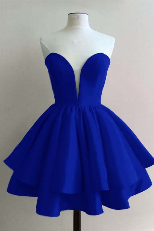 Strapless Sweetheart Sleeveless Pleated Short Homecoming Dress With Ruffles