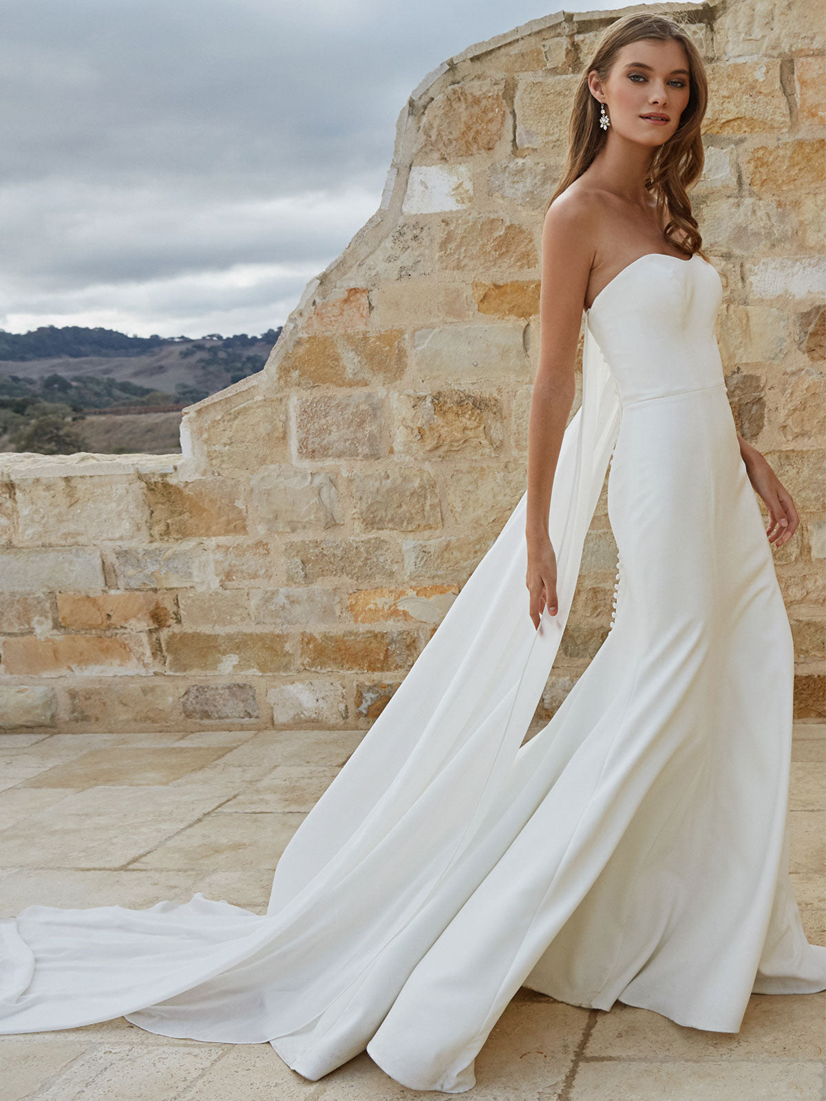 Strapless White Satin Mermaid Backless Beach Wedding Dresses Long
