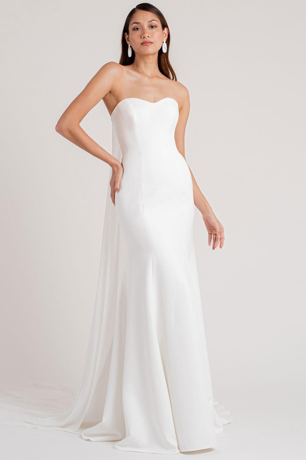 Strapless White Satin Mermaid Backless Beach Wedding Dresses Long