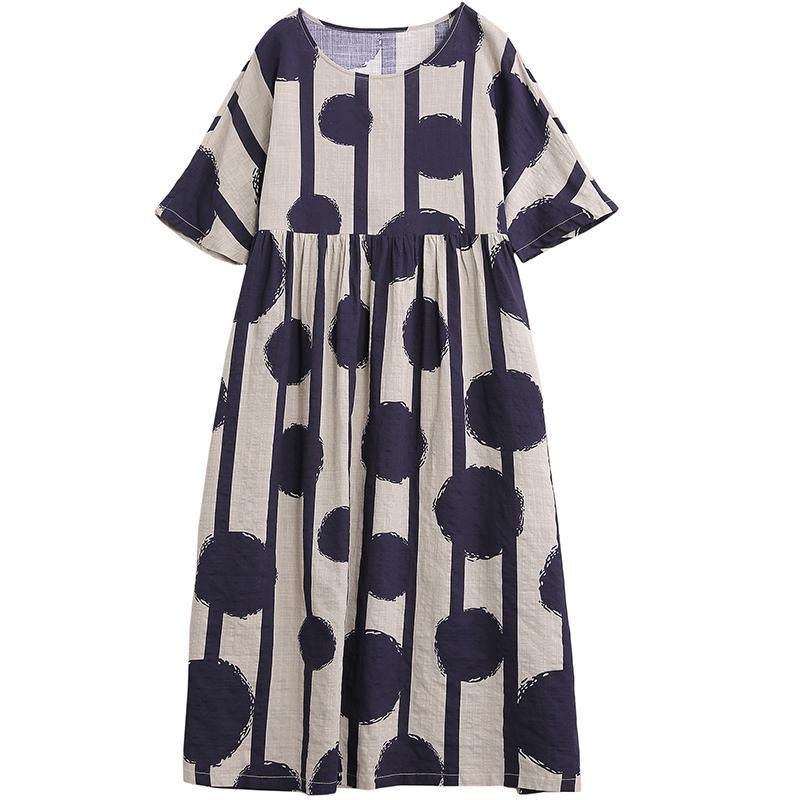 Stripes And Big Dots Retro Loose Dress