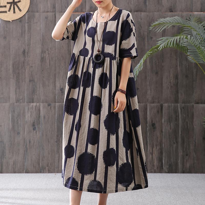 Stripes And Big Dots Retro Loose Dress - Omychic