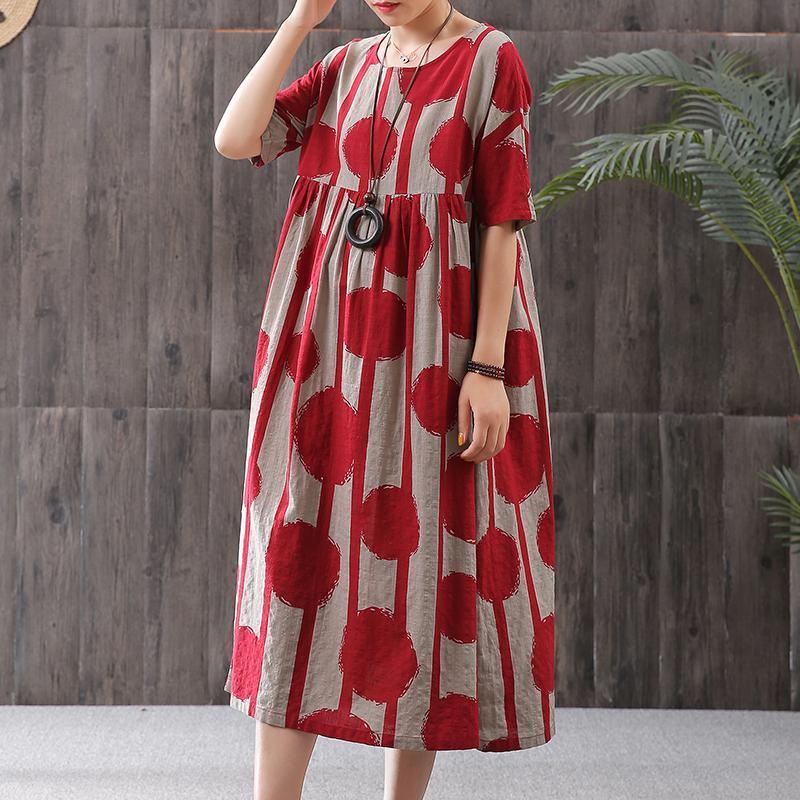 Stripes And Big Dots Retro Loose Dress - Omychic