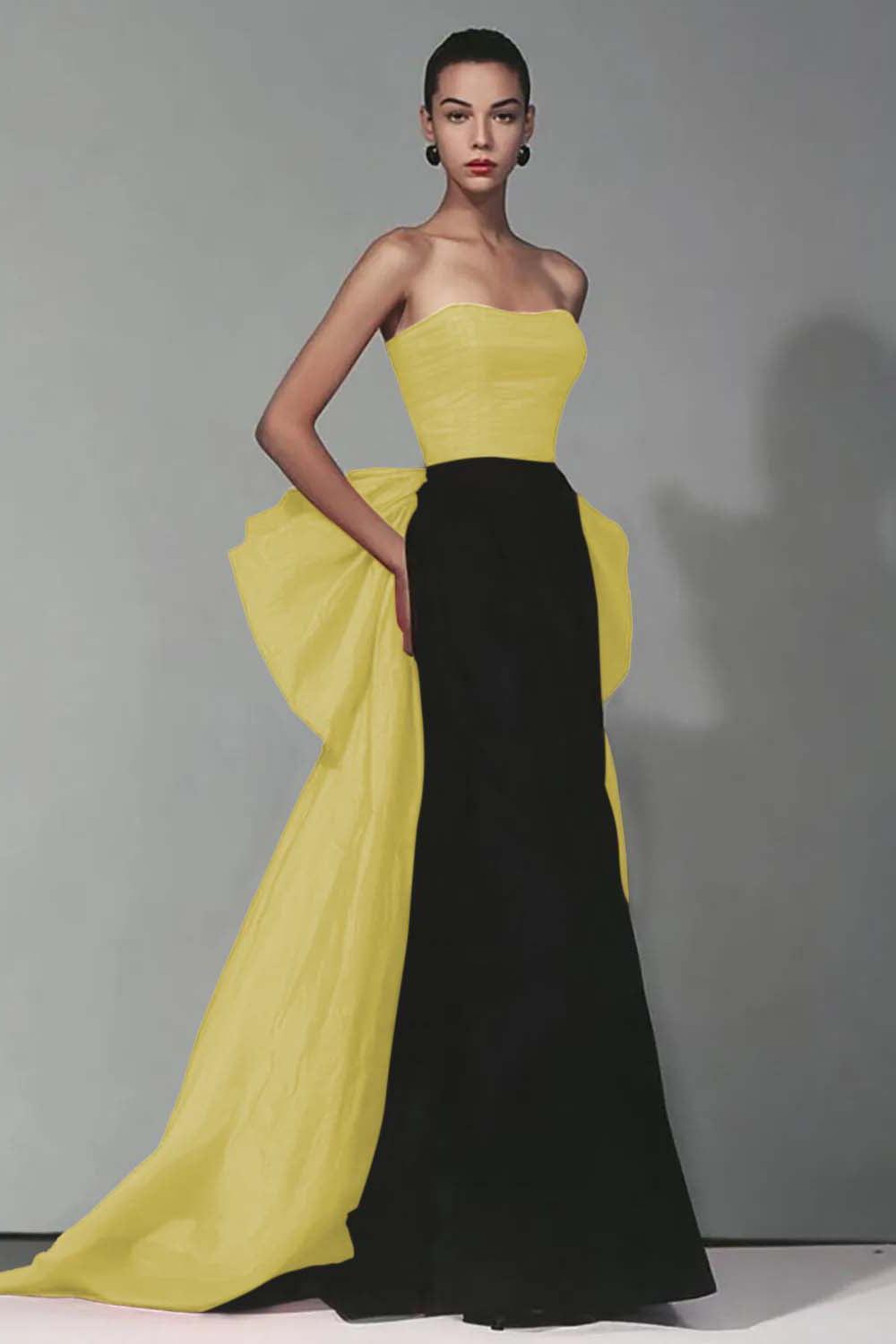 Suzhoufashion Stunning Black And Red Strapless Long Mermaid Prom Dress With Bow