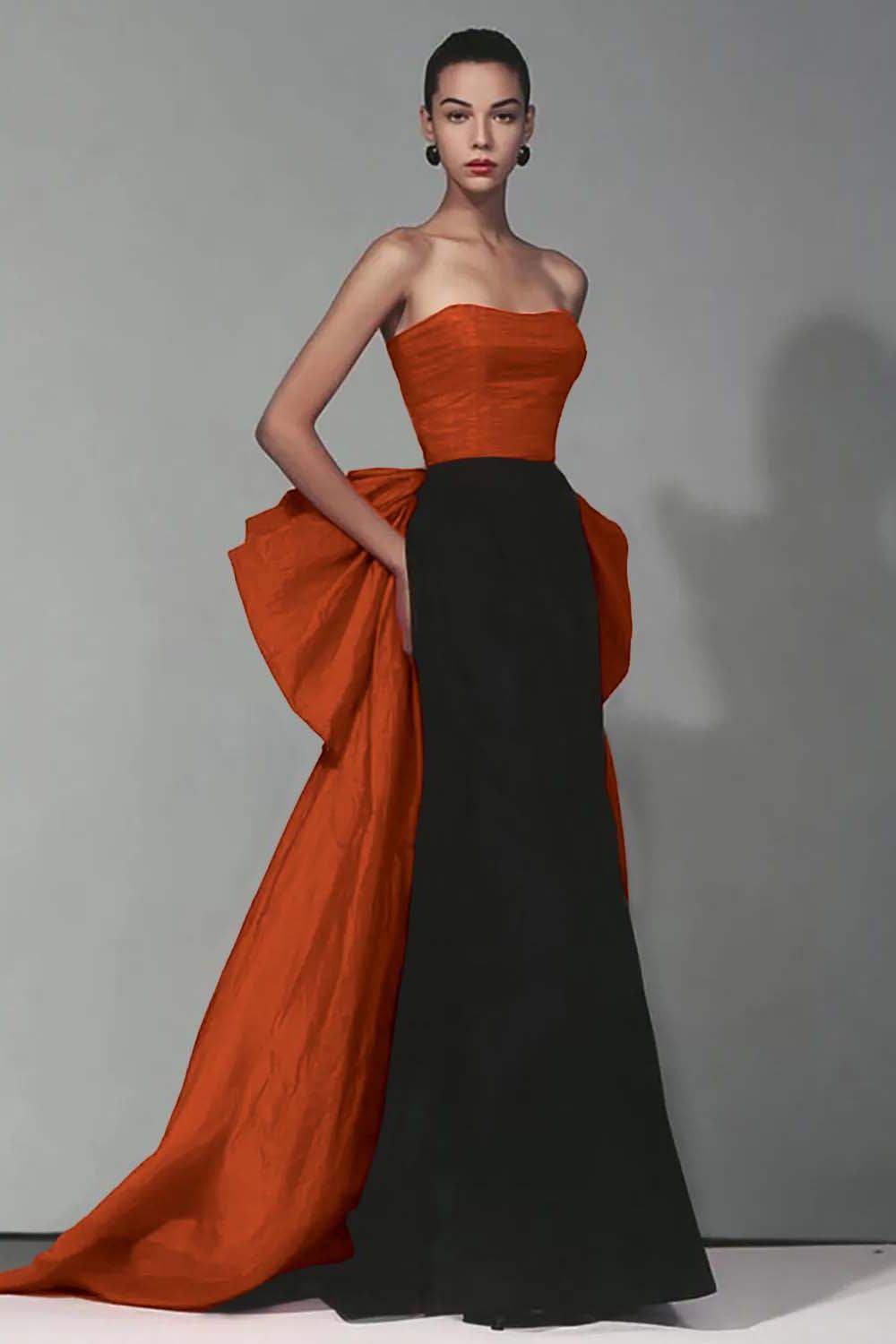 Suzhoufashion Stunning Black And Red Strapless Long Mermaid Prom Dress With Bow