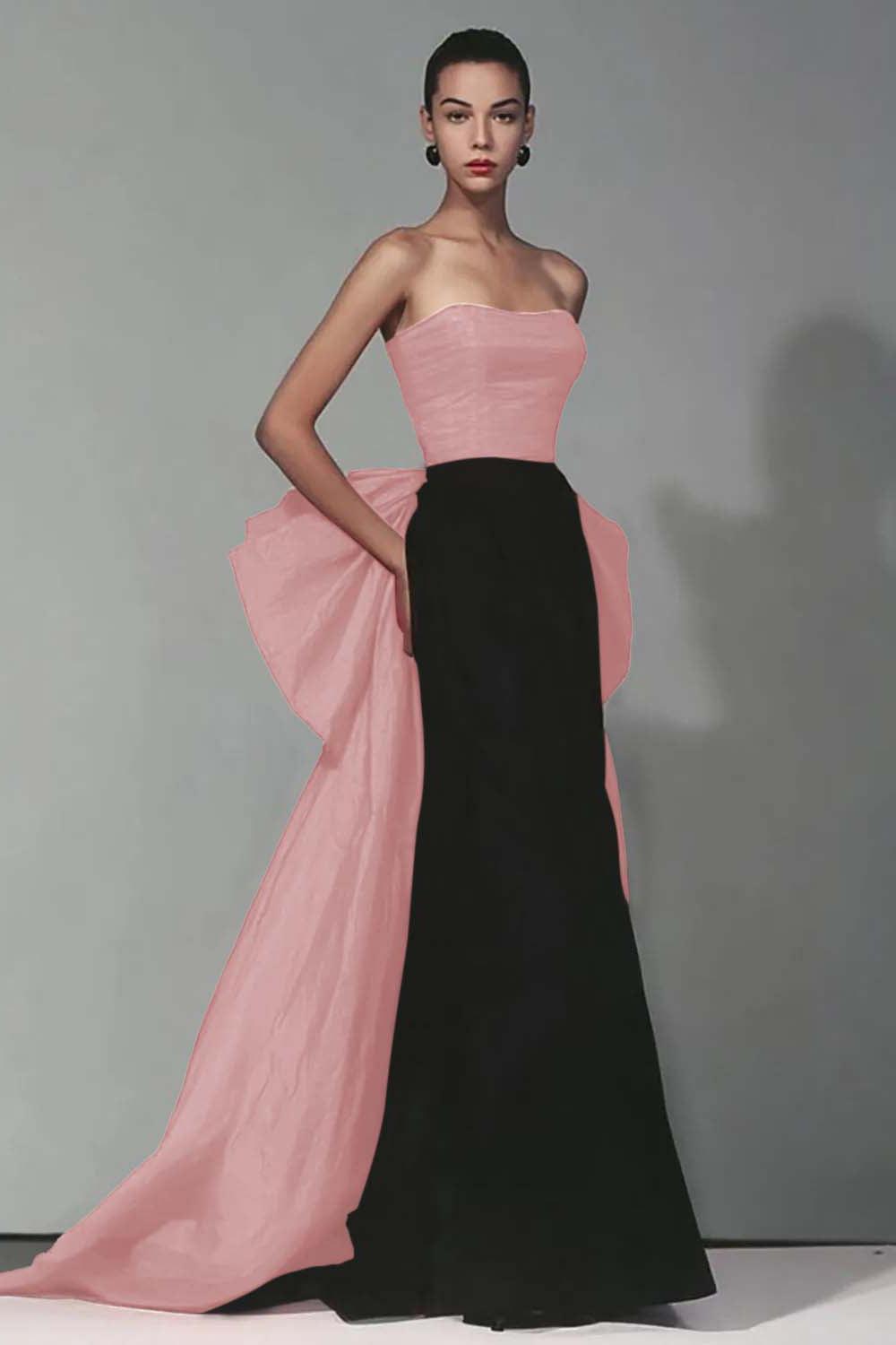 Suzhoufashion Stunning Black And Red Strapless Long Mermaid Prom Dress With Bow