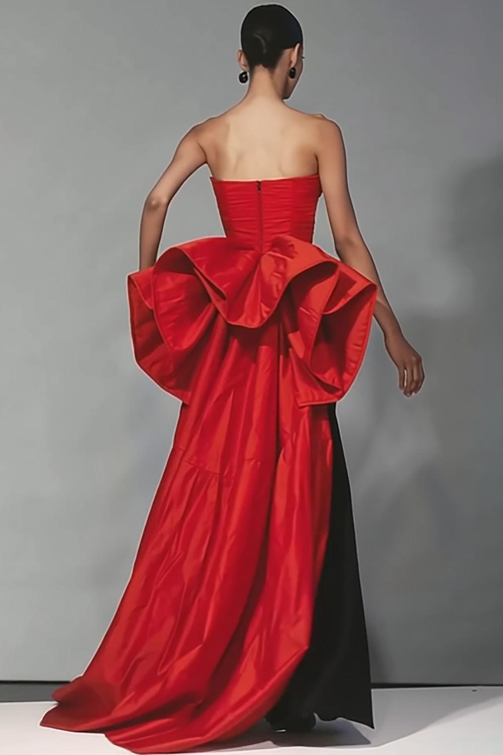 Suzhoufashion Stunning Black And Red Strapless Long Mermaid Prom Dress With Bow