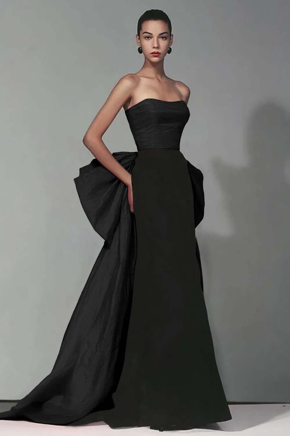 Suzhoufashion Stunning Black And Red Strapless Long Mermaid Prom Dress With Bow