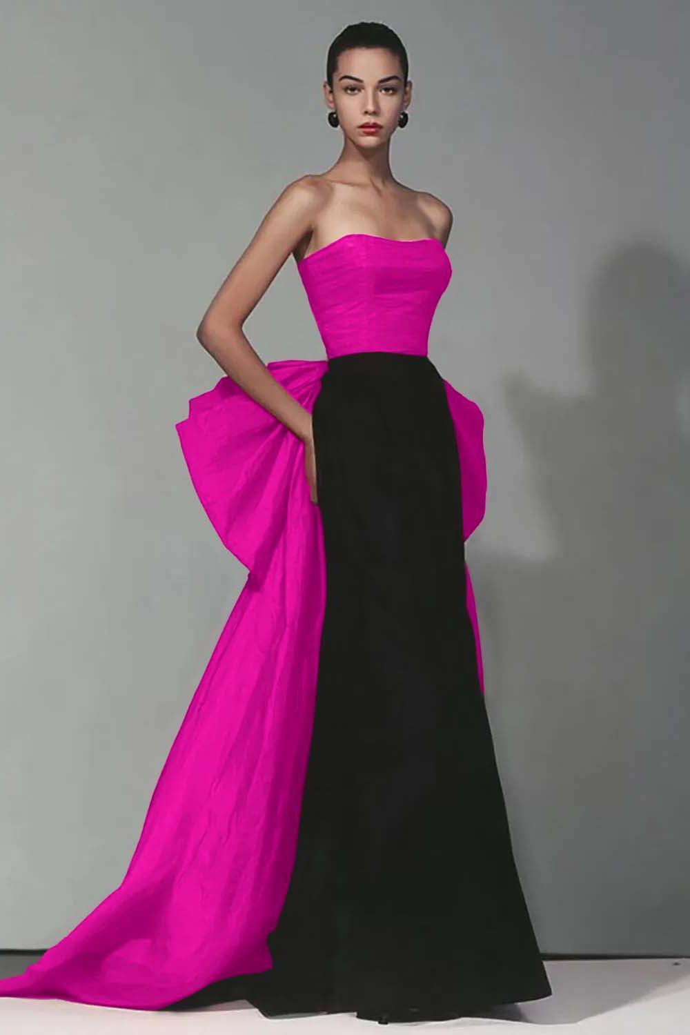 Suzhoufashion Stunning Black And Red Strapless Long Mermaid Prom Dress With Bow