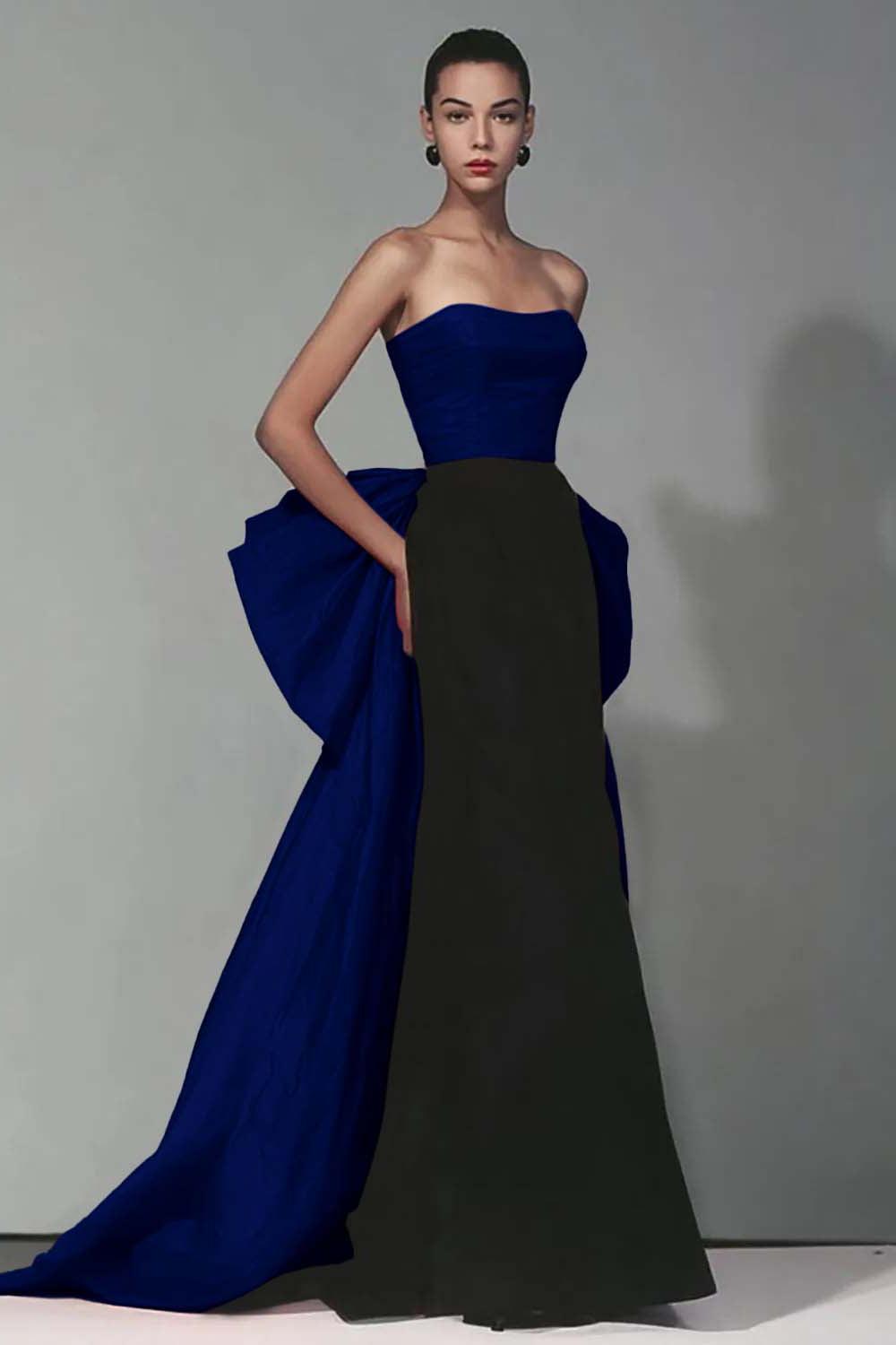 Suzhoufashion Stunning Black And Red Strapless Long Mermaid Prom Dress With Bow