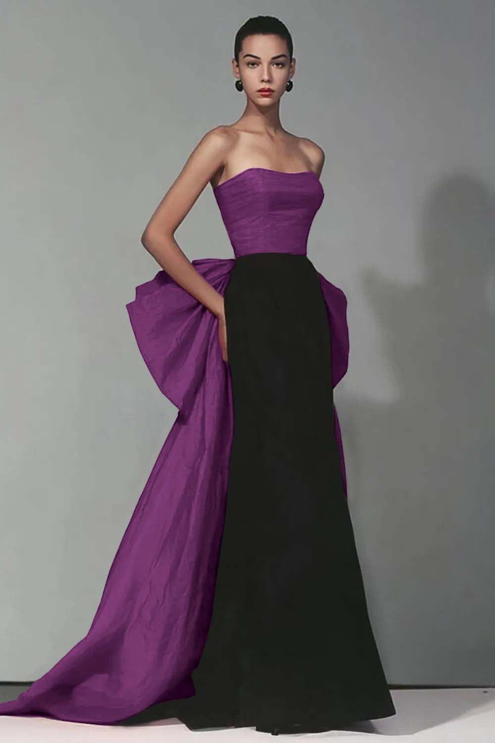 Suzhoufashion Stunning Black And Red Strapless Long Mermaid Prom Dress With Bow