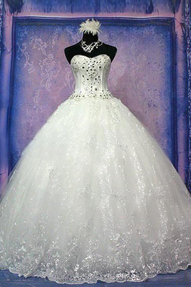 Stunning Gorgeous Sweetheart Wedding Gowns Lace-Up Bowknot Panel Train  Bridal Dresses