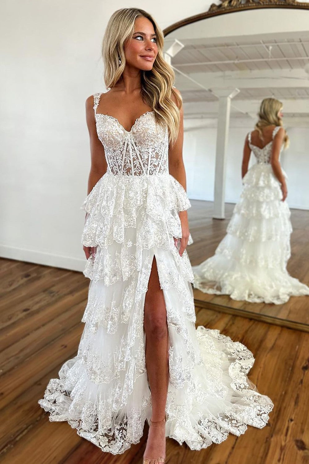 Sparkly Black Off The Shoulder Long Tiered Corset Prom Dress With Sequin