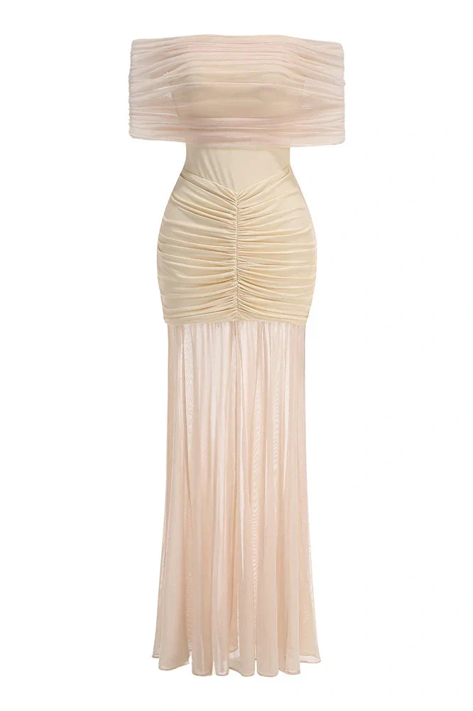 Stunning Mermaid Off the Shoulder Black Long Party Dress with Ruched