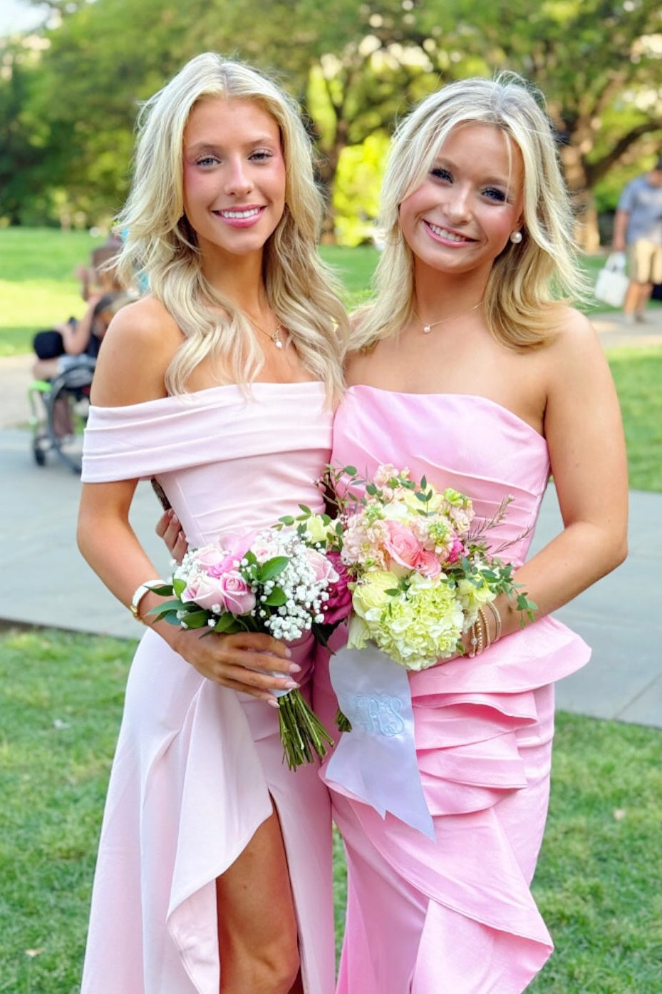 Stunning Sheath Off the Shoulder Light Pink Long Prom Dress with Split Front