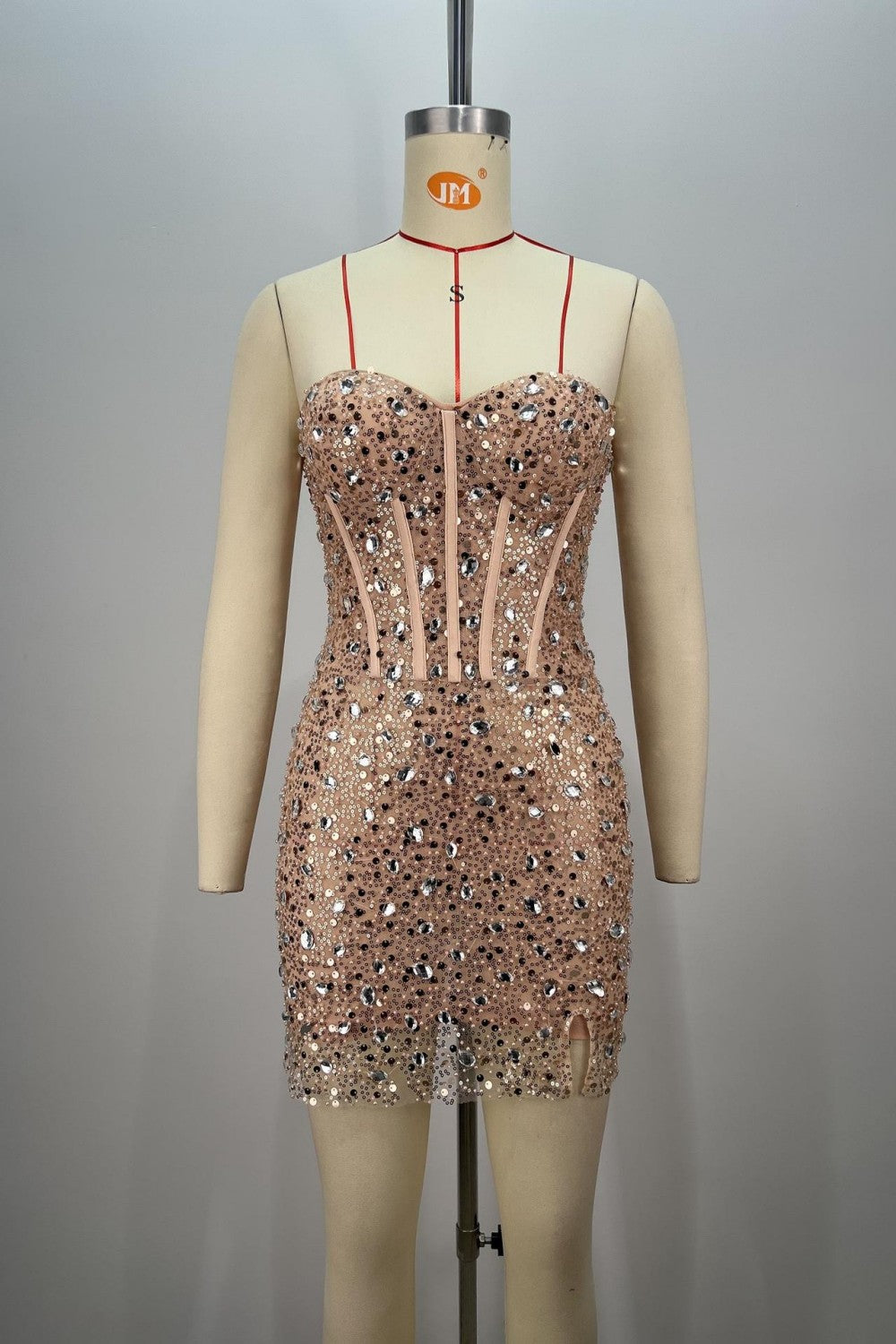 Stunning Strapless Rhinestone Corset Bodycon Homecoming Dress - View 2 | VelvetHem
