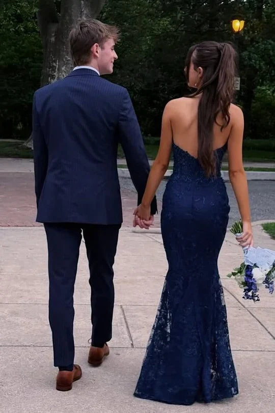 Stunning Black Sweetheart Backless Mermaid Long Prom Dress with Appliques