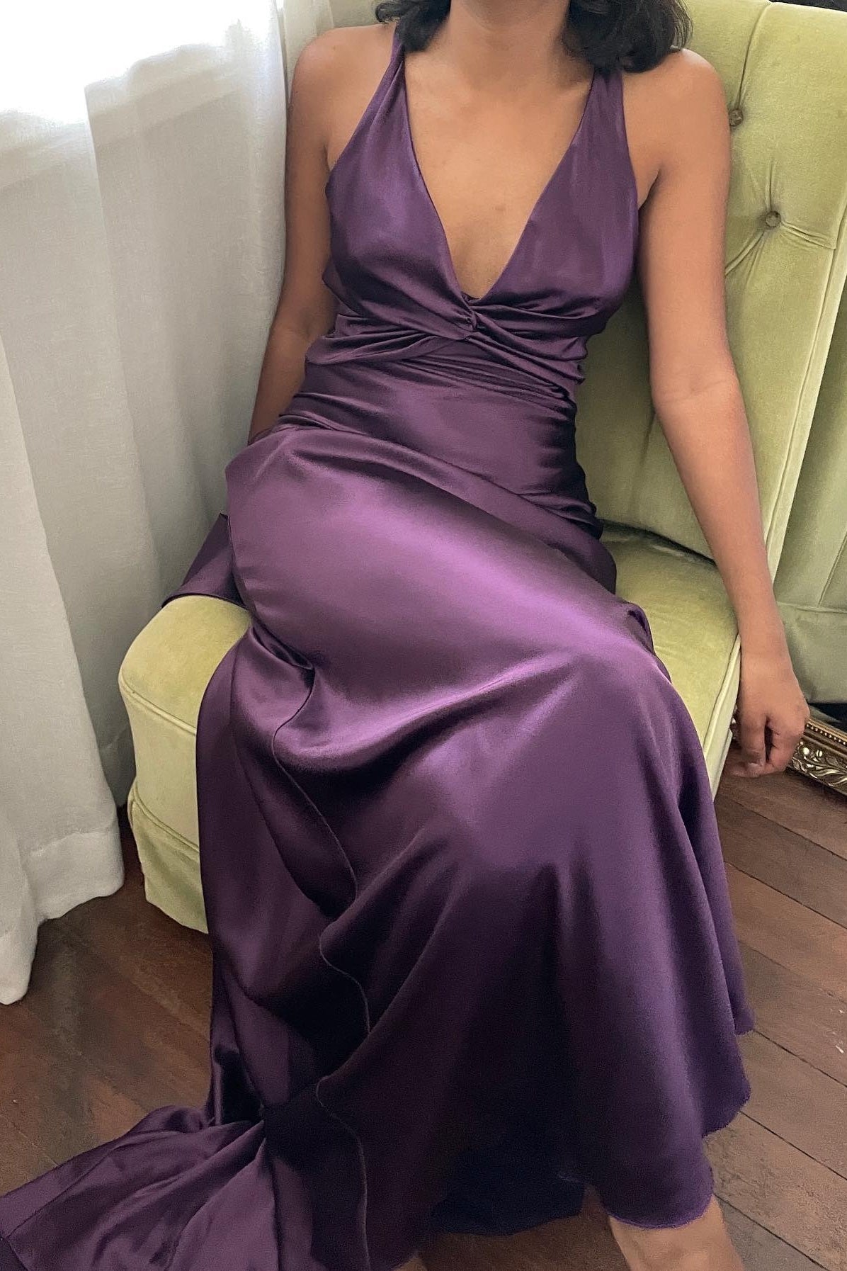 Suzhoufashion Stylish Sheath V Neck Green Long Party Dress With Open Back Bowknot Formal Evening Gown