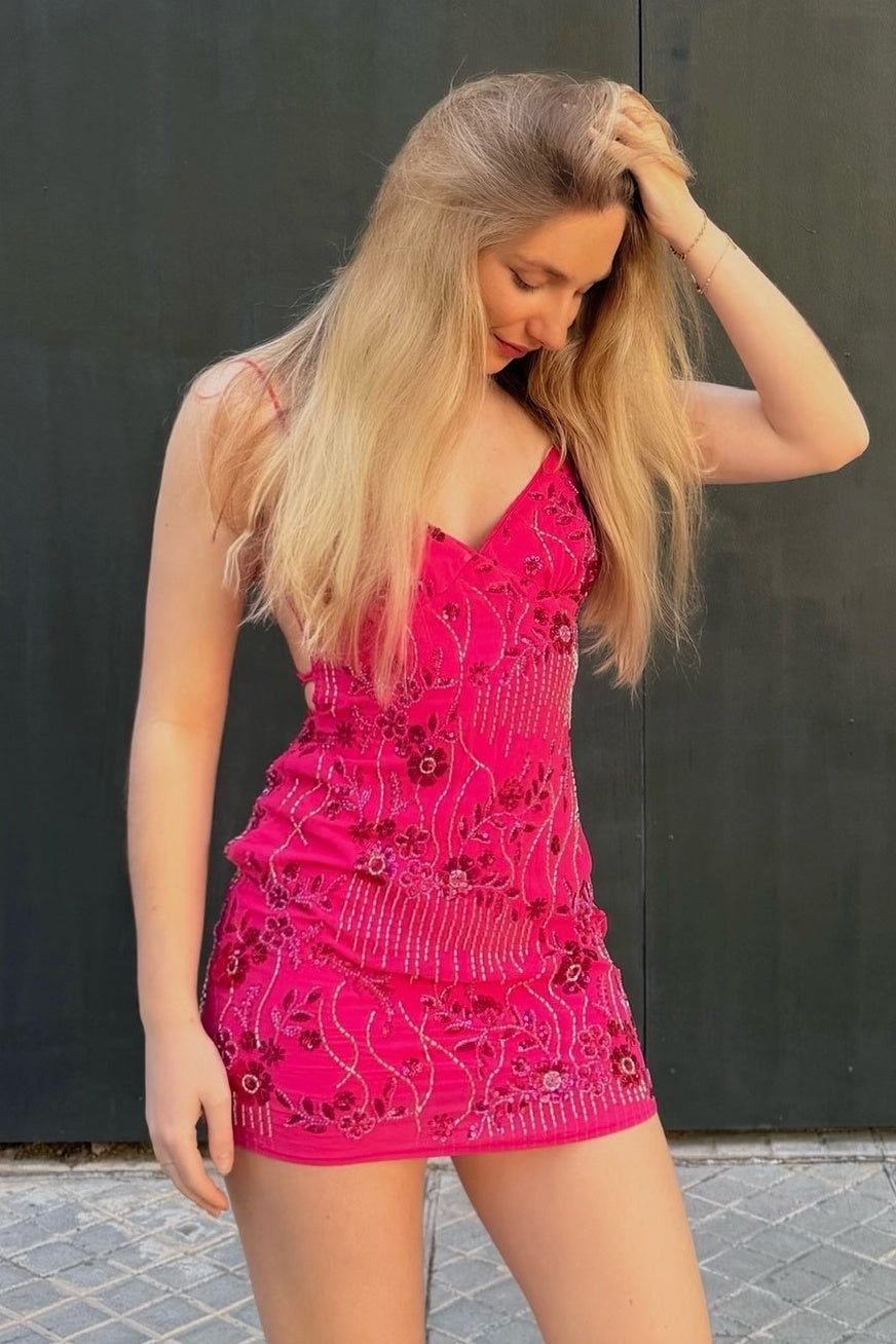 Stylish Sheath Spaghetti Straps Orange Short Homecoming Dress with Beading