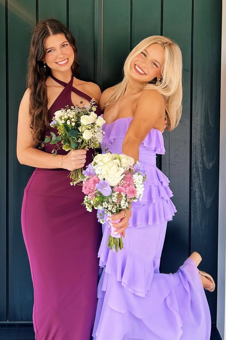 Stylish Sheath Spaghetti Straps/Sweetheart Light Blue/ Purple Long Prom Dress - View 6 | VelvetHem