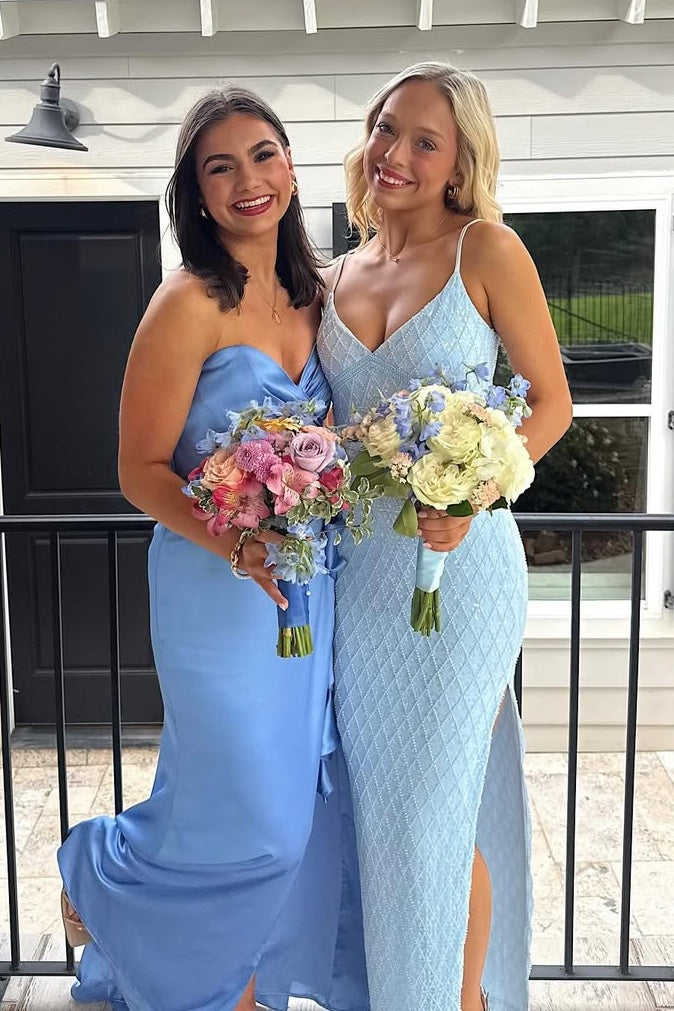 Stylish Sheath Spaghetti Straps/Sweetheart Light Blue/ Purple Long Prom Dress - View 11 | VelvetHem
