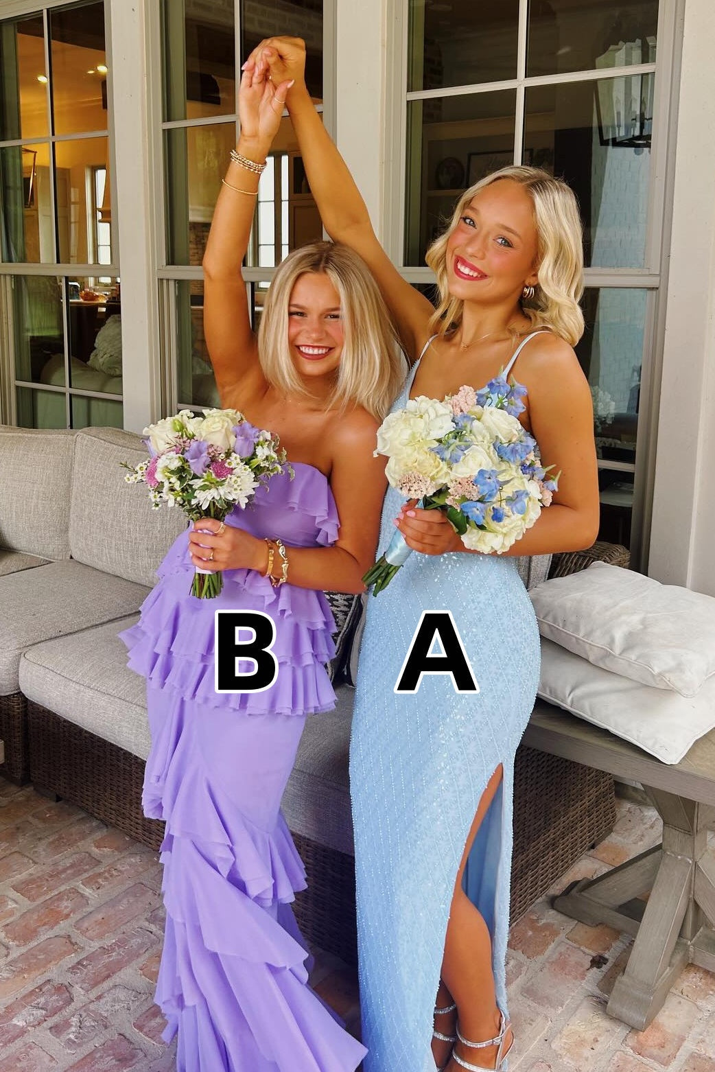 Stylish Sheath Spaghetti Straps/Sweetheart Light Blue/ Purple Long Prom Dress - View 3 | VelvetHem