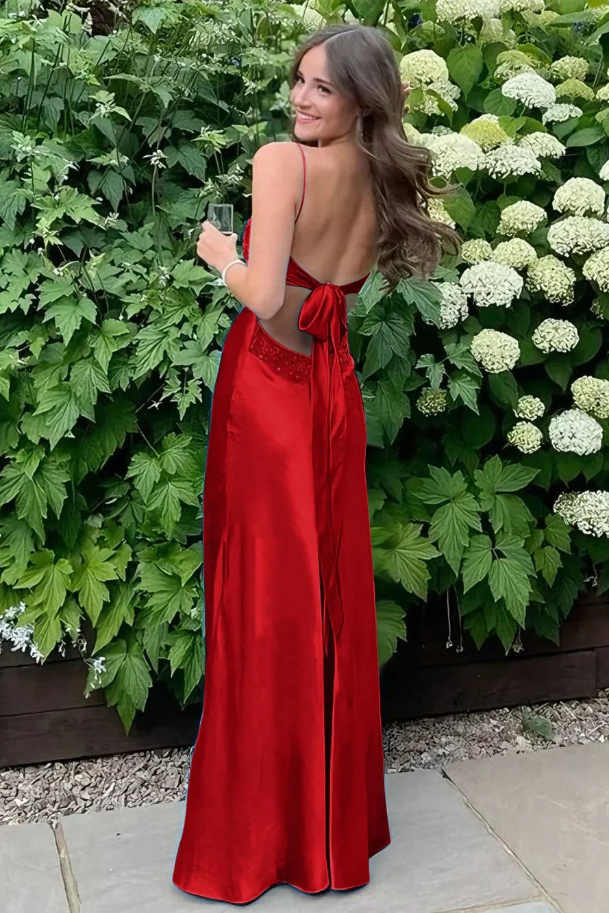 Stylish Sheath Spaghetti Straps Blue Long Prom Dress with Backless - View 14 | VelvetHem
