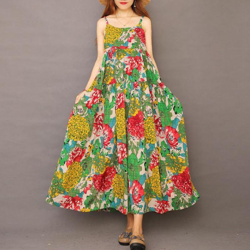 Summer Floral Printed Cool Suspender Dress