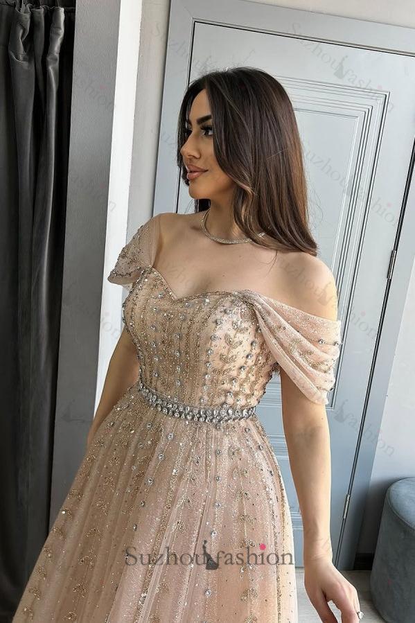 Suzhoufashion A Line Formal Dress Off the Shoulder Beaded Prom Evening Gown