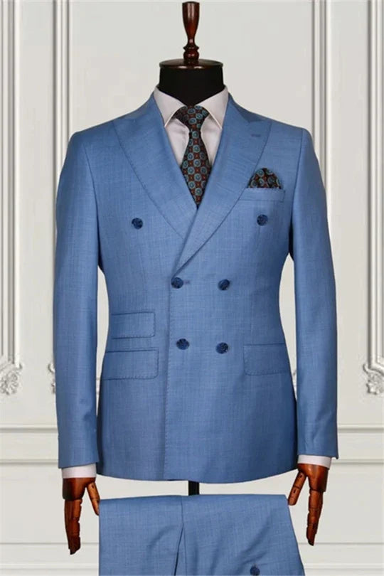 Suzhoufashion BLue Double Breasted Formal Business Men Suits