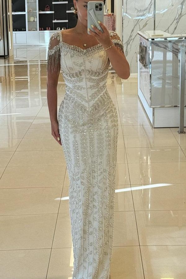 Suzhoufashion Beaded Formal Dress Sheath/Column Cap Sleeve Evening Gown