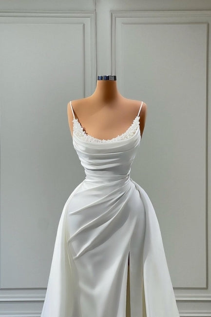 Suzhoufashion Beautiful White Spaghetti Straps Wedding Dresses With Beads Long A-line