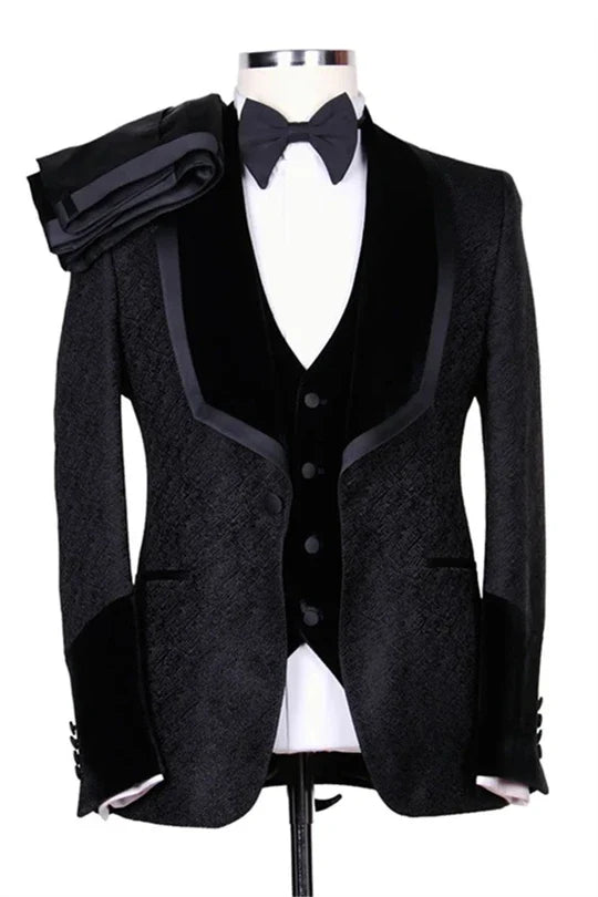 Suzhoufashion Black Close Fitting Single Breasted Men's Wedding Suits
