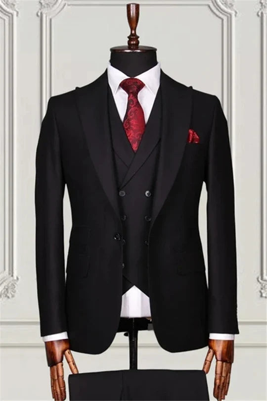 Suzhoufashion Black Close Fitting Three Pieces Men Suits For Prom