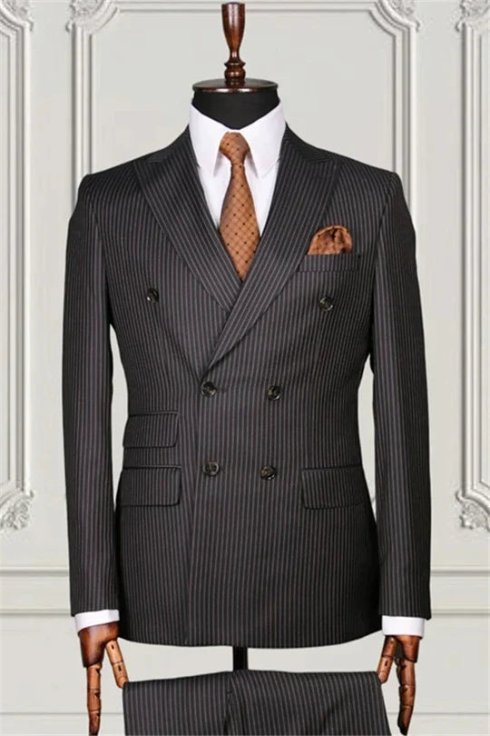Suzhoufashion Black Formal Peaked Lapel Two Pieces Men Suits