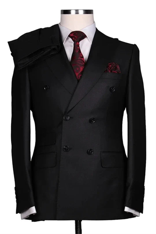 Suzhoufashion Black Peaked Lapel Best Fitted Formal Men Suits
