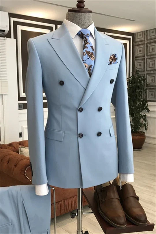 Suzhoufashion Blue Double Breasted Best Fitted Prom Men Suits