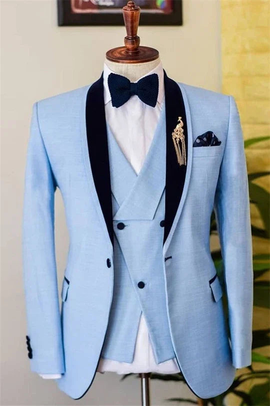 Suzhoufashion Blue Three Piece Shawl Lapel Men Suits For Prom