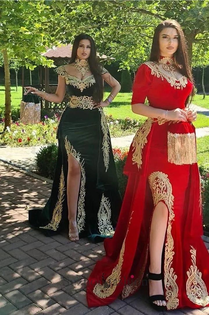 Suzhoufashion Burgundy Velvet Christmas Party Dress Appliques Short Sleeve Formal Dress