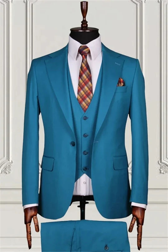 Suzhoufashion Classic Blue Notched Lapel Single Breasted Business Men Suits
