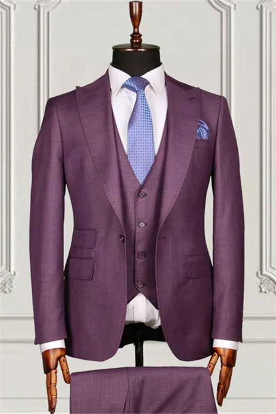 Suzhoufashion Classic Purple Three Pieces Best Fitted Prom Men Suits