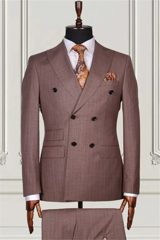 Suzhoufashion Classic Two Pieces Double Breasted Slim Fit Men Suits For Business