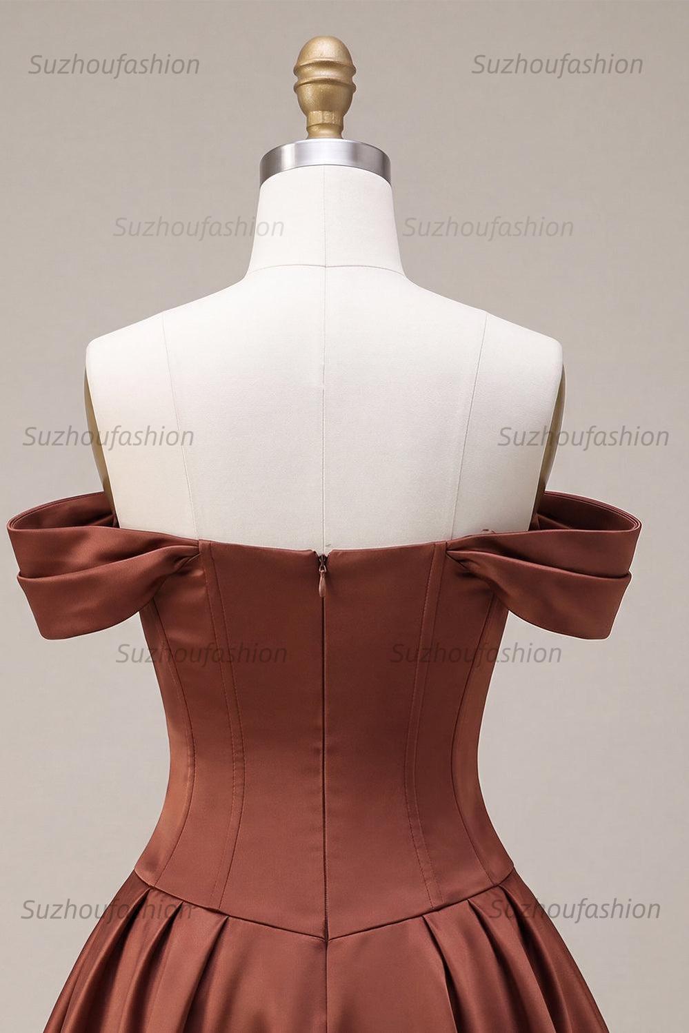 Suzhoufashion Desert Rose A-Line Satin Short Homecoming Dress with Bow
