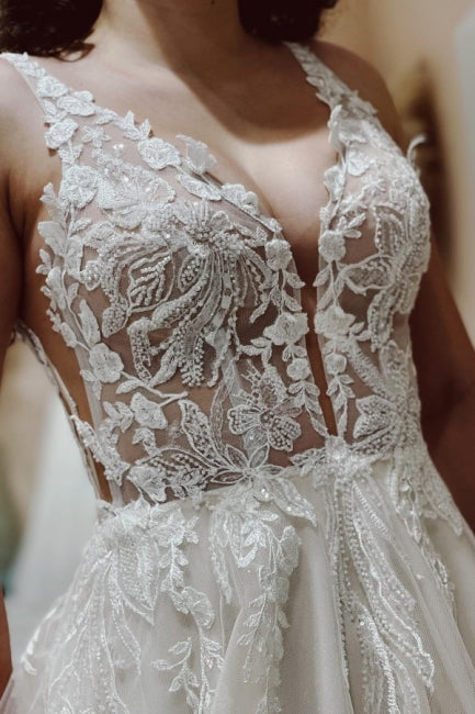 Suzhoufashion Designer Simple Wedding Dresses With Lace A-line V-neck